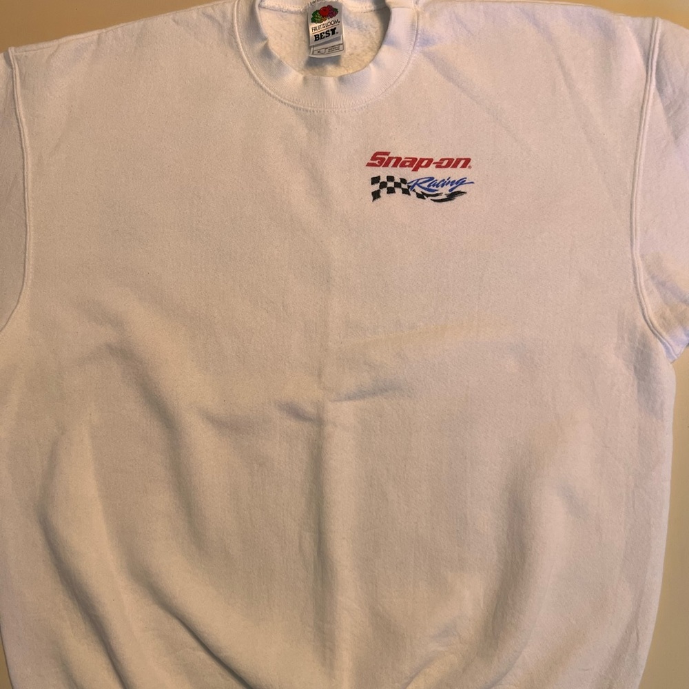Mens SNAP ON Racing Sweat Shirt X-Large White Vintage Snap On Tools